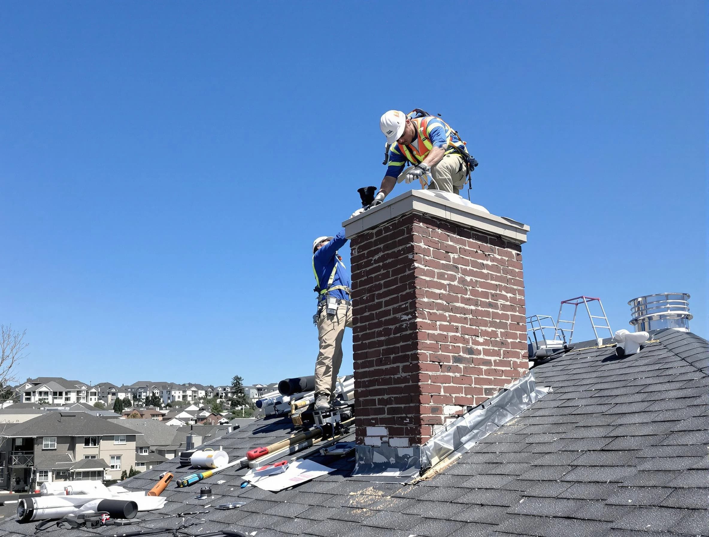 White Oak Chimney Sweep repairing a chimney crown in White Oak, PA