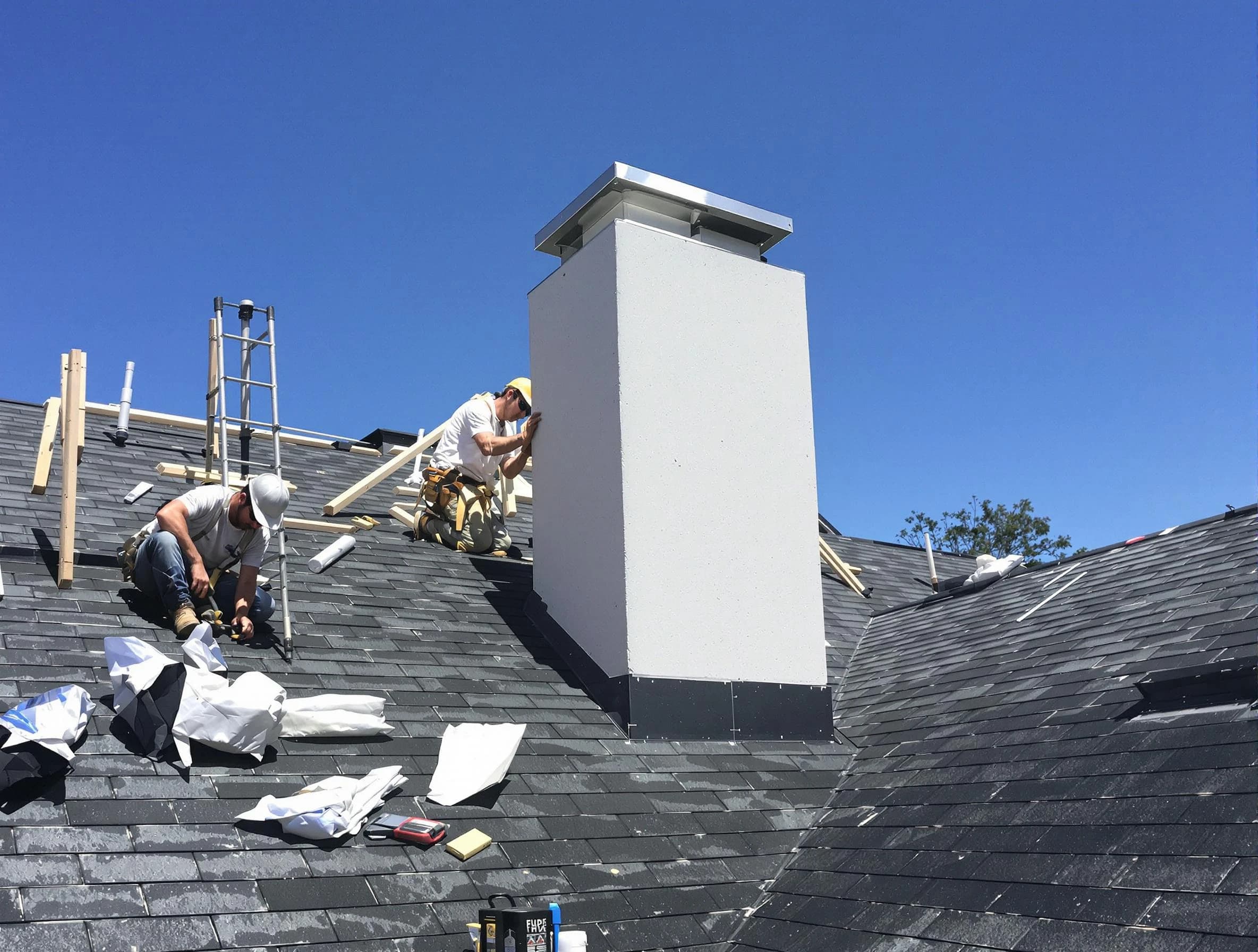 White Oak Chimney Sweep crew installing a new chimney in White Oak, PA