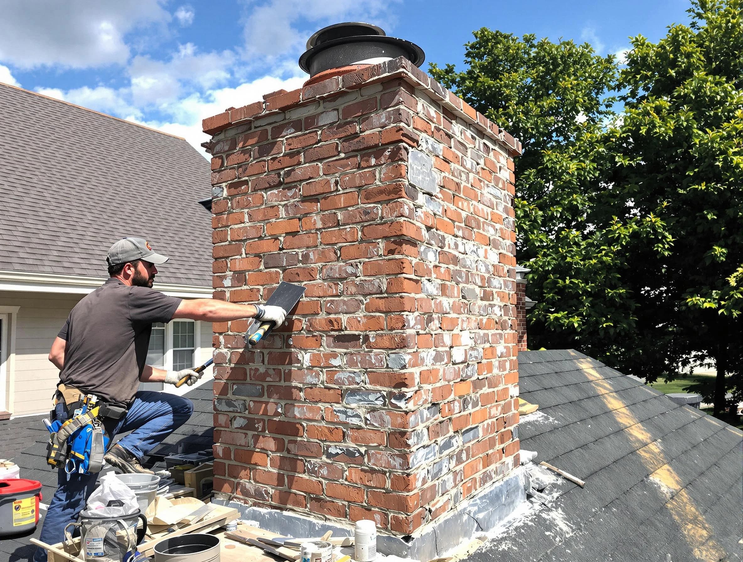 Completed chimney rebuild by White Oak Chimney Sweep in White Oak, PA