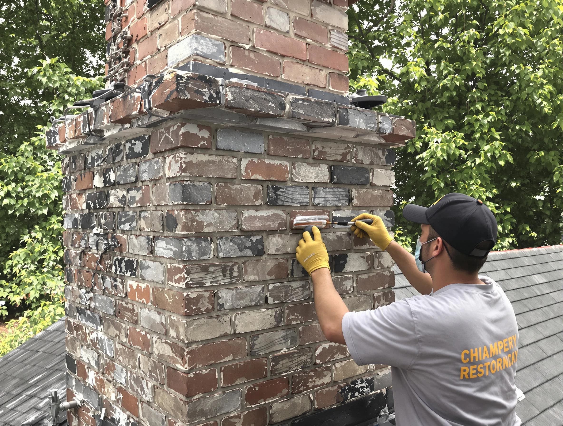 In-progress chimney restoration by White Oak Chimney Sweep in White Oak, PA