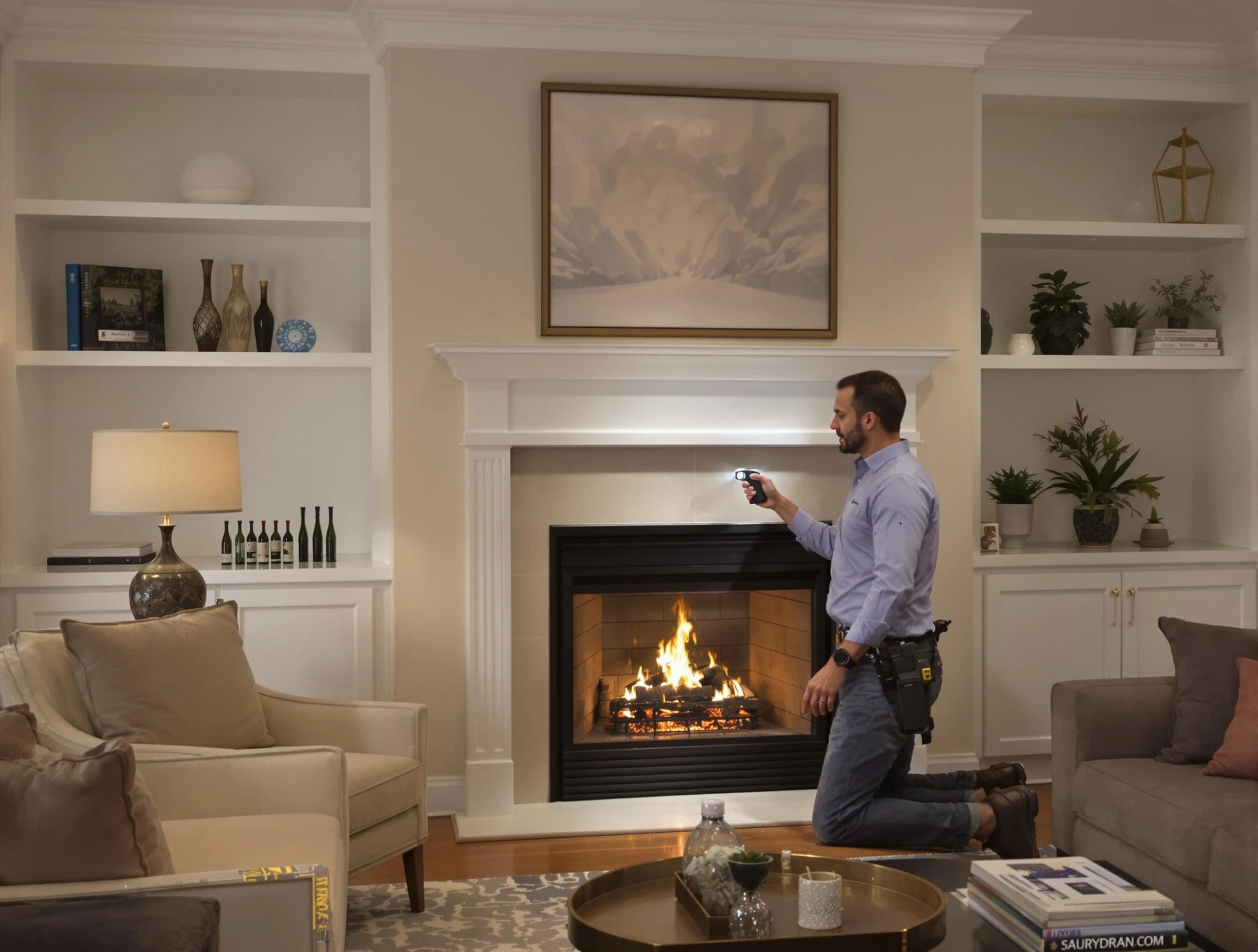 White Oak Chimney Sweep conducting a fireplace safety inspection in White Oak, PA