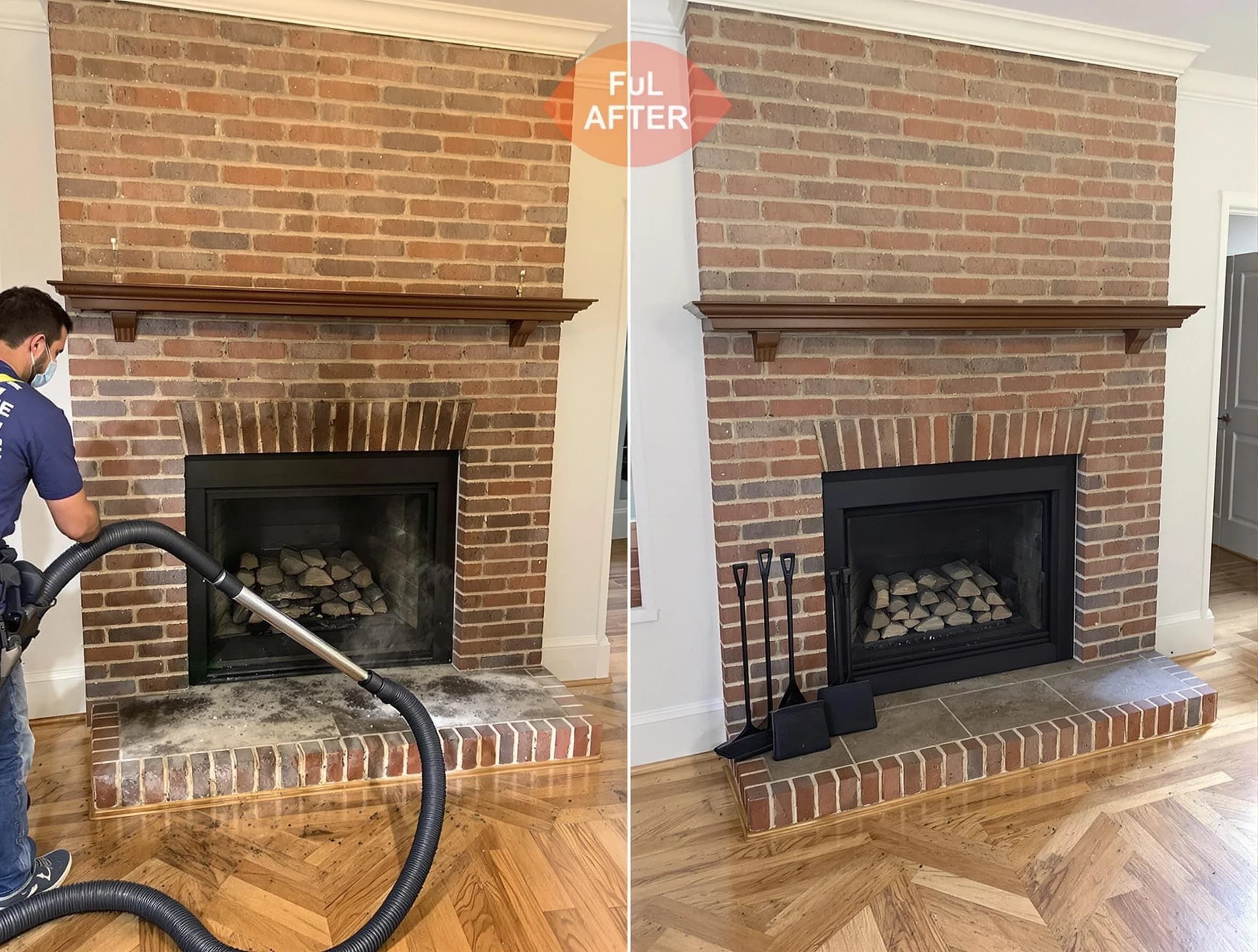 White Oak Chimney Sweep carefully sanitizing a fireplace in White Oak, PA
