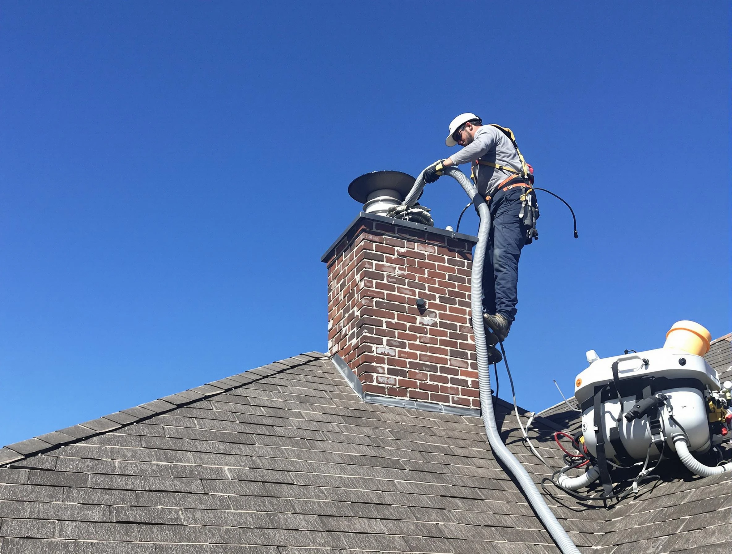 Dedicated White Oak Chimney Sweep team member cleaning a chimney in White Oak, PA