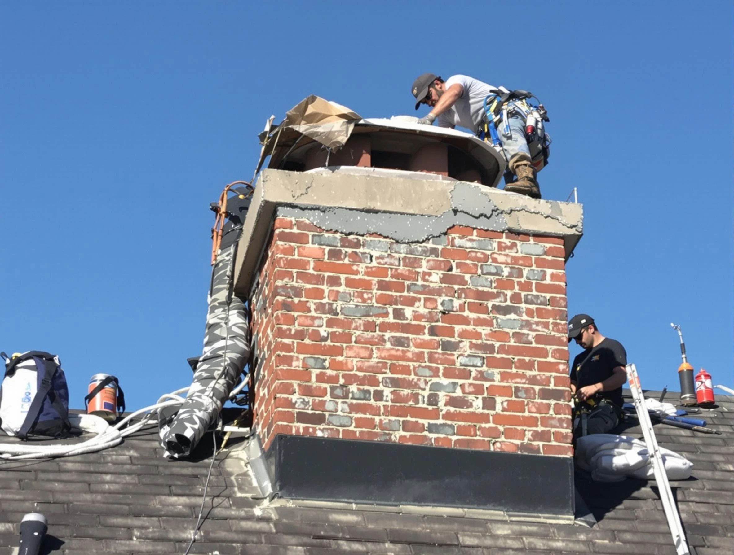 White Oak Chimney Sweep installing a custom chimney crown in White Oak, PA