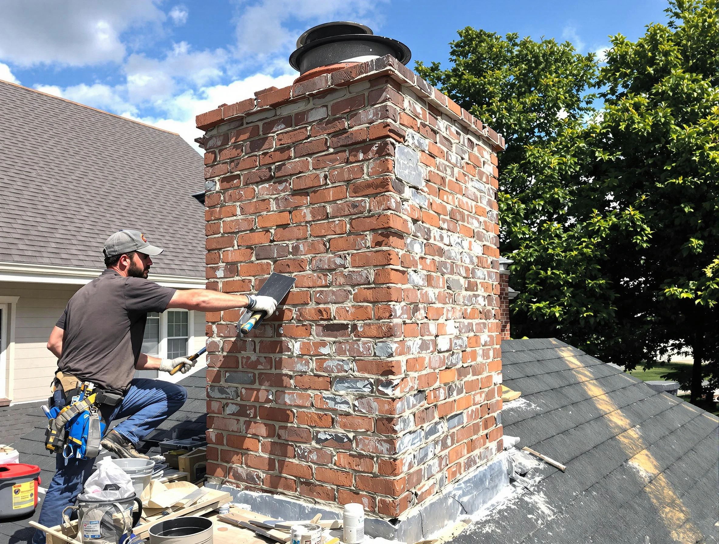 Completed chimney rebuild by White Oak Chimney Sweep in White Oak, PA