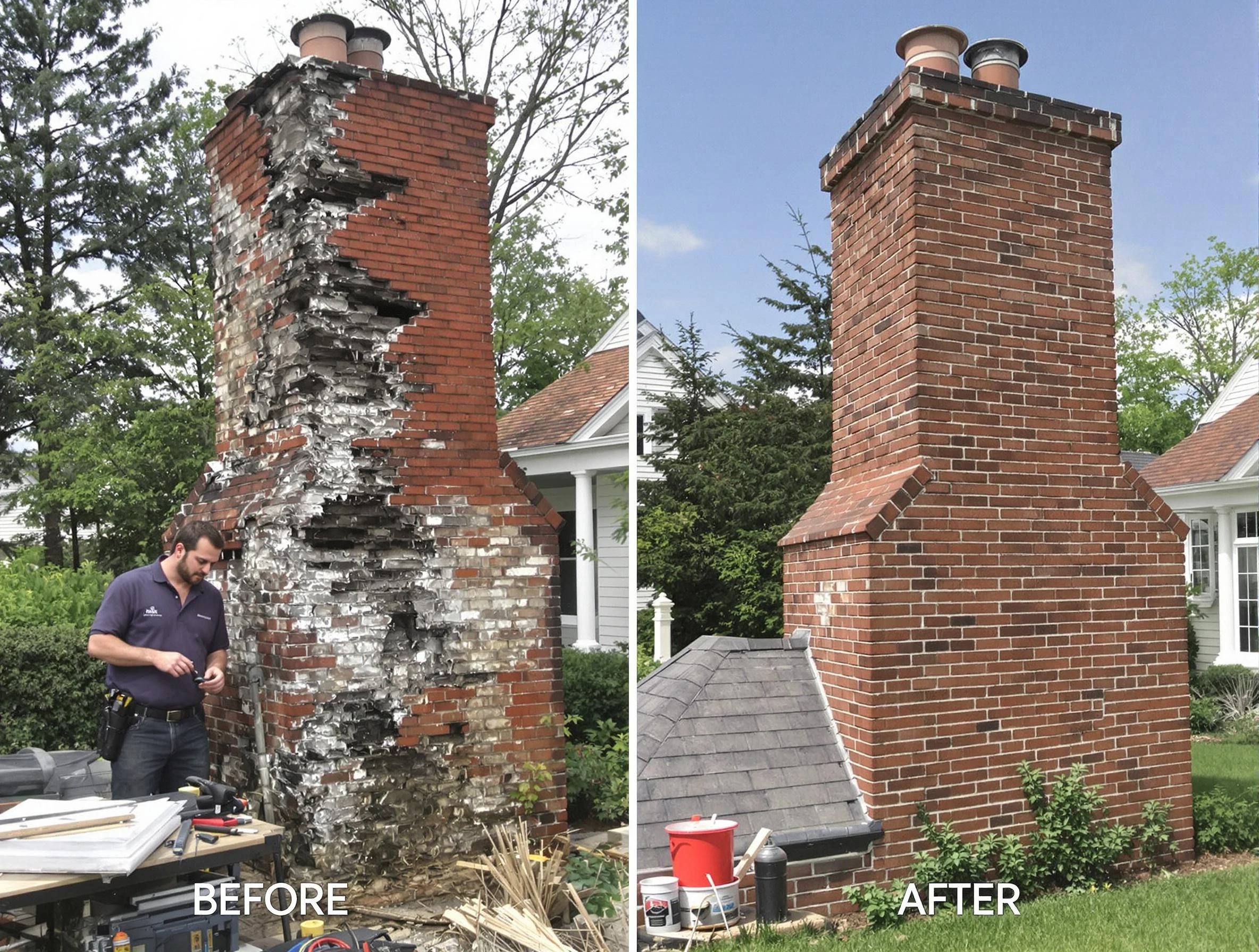 White Oak Chimney Sweep performing a full chimney restoration in White Oak, PA