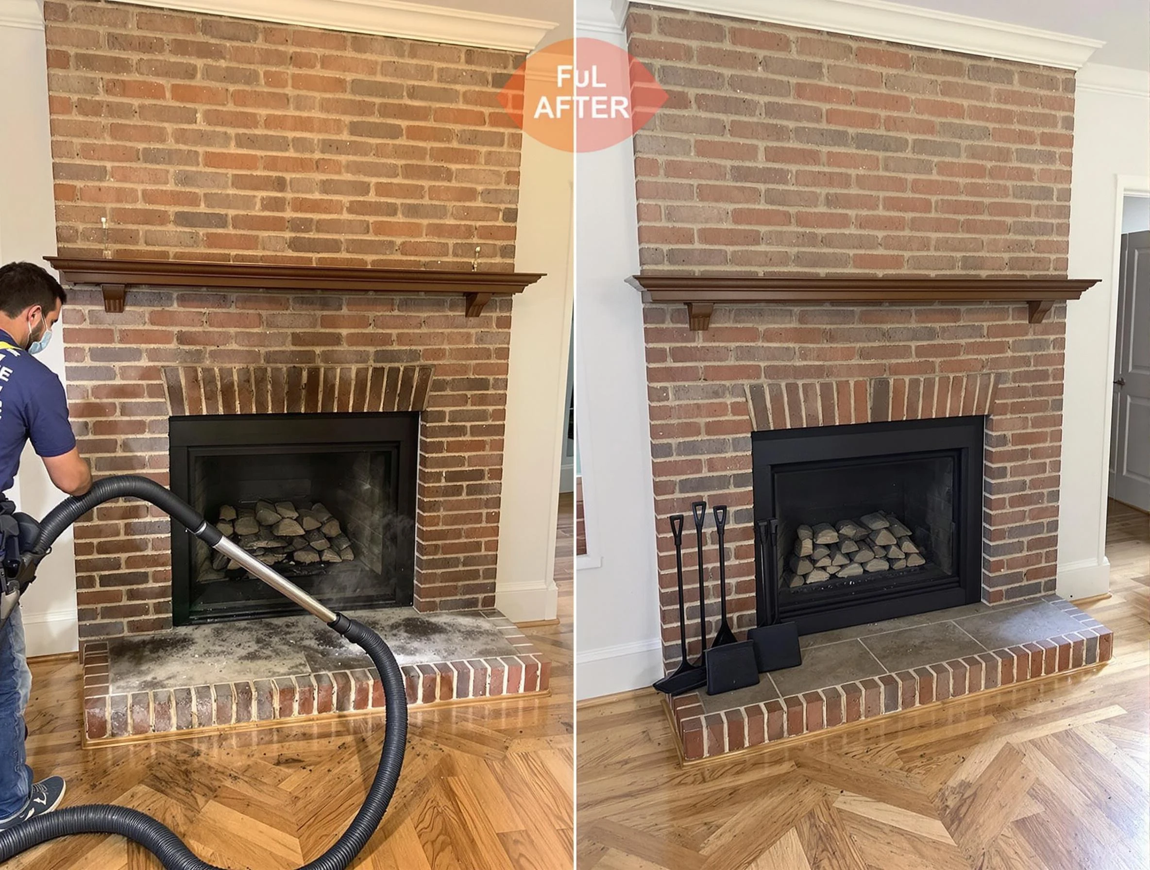 White Oak Chimney Sweep carefully sanitizing a fireplace in White Oak, PA