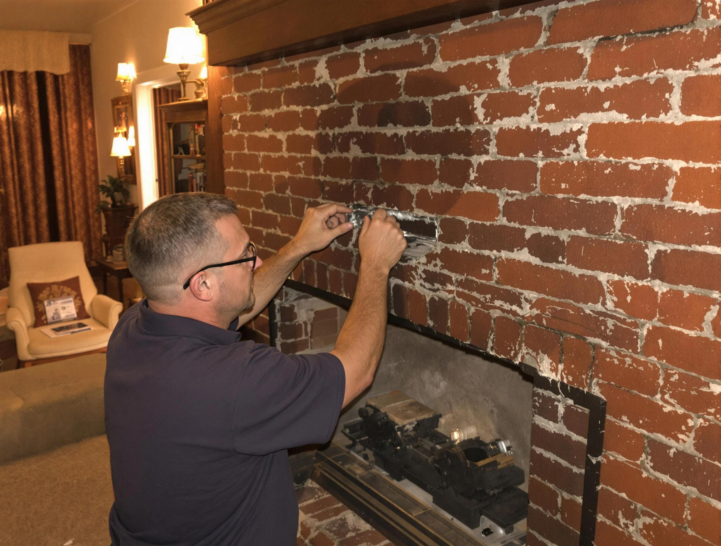 White Oak Chimney Sweep expert fixing a fireplace in White Oak, PA